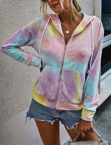 img 1 attached to Hibluco Women'S Tie Dye Long Sleeve Zip-Up Hoodie Jacket Drawstring Sweatshirt Coat With Pockets