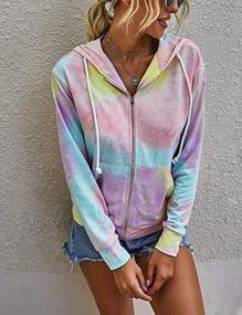 img 3 attached to Hibluco Women'S Tie Dye Long Sleeve Zip-Up Hoodie Jacket Drawstring Sweatshirt Coat With Pockets
