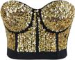 charmian sequin and beaded bustier crop top for women - perfect burlesque fashion with push-up feature logo