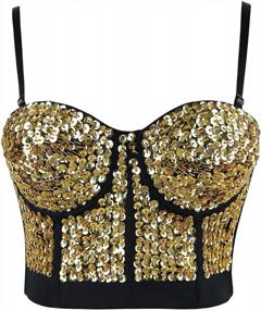 img 1 attached to Charmian Sequin And Beaded Bustier Crop Top For Women - Perfect Burlesque Fashion With Push-Up Feature