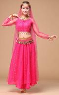 women's belly dance halloween costume with all accessories - astage long sleeve tops & skirt logo