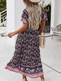 img 2 attached to TEMOFON Women's Summer Bohemian Casual Floral Print Maxi Dress with Short Sleeves, Sizes S-2XL