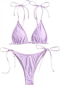 img 4 attached to Stylish & Chic: ZAFUL'S Ribbed Polka Dot Tie Dye Bikini Set For Women
