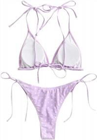 img 3 attached to Stylish & Chic: ZAFUL'S Ribbed Polka Dot Tie Dye Bikini Set For Women