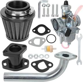 img 4 attached to Upgraded Performance Kit: GREHUA VM22 Carburetor, Intake Manifold, 38mm Air Filter & Exhaust Pipe, Suitable for Freight Predator 212cc GX200 6.5hp 196cc CT200U KT196 Baja MB200 Go Kart Engine & Mini Bike Parts (Black)