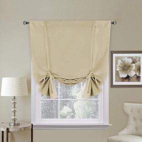 img 4 attached to Thermal Insulated Tie-Up Window Shade Curtain In Elegant Beige, 42"W X 63"L, 1 Panel - By H.VERSAILTEX, Ideal For Small Windows