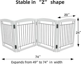 img 1 attached to ZJSF Freestanding Foldable Pet Dog Gate - Wooden 4-Panel Tall Fence for House, Stairs, White