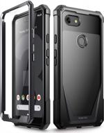 poetic guardian clear hybrid bumper case with scratch resistant back and built-in screen protector for google pixel 3 xl - black logo