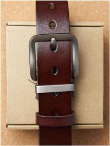 img 4 attached to Men's belt SUNNY LOVE leather wide for jeans and trousers universal