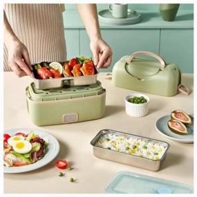 img 4 attached to Liven Heated Lunch Box Fun Electric Lunch Box FH-18, 13.4x23.9 cm, green/pink