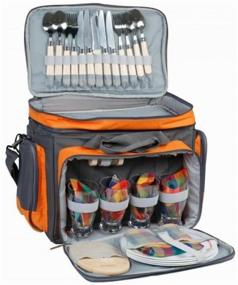 img 3 attached to Camping World Beer Master Picnic Set, 29 Piece Grey/Orange