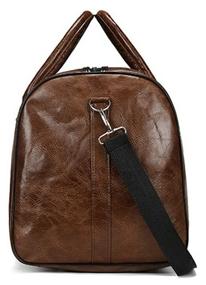 img 4 attached to Travel Vintage Bags (Brown) Leather Women Men Sport Shoulder Bag for Fitness Hand Luggage Eco Leather