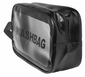 img 4 attached to Toiletry Bag Waterproof Washbag Bag with Handle Organizer Toiletry Bag for Pool Shower Maternity Home, Black 22*8*12cm