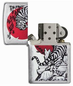 img 2 attached to Zippo Asian Tiger Lighter Brushed Chrome, 29889 Petrol