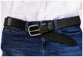 img 1 attached to 🐃 Genuine Buffalo Leather Men's Belt - Black, 4cm Width, Length 115cm