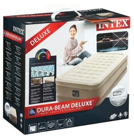 img 3 attached to 💤 Intex Dura-Beam Deluxe 64426 Air Bed - Beige, 191x99 cm: Cozy Comfort and Durability