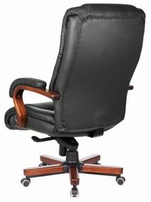 img 4 attached to Bureaucrat T-9925WALNUT Executive Computer Chair: Genuine Leather Upholstery in Black