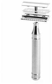 img 1 attached to 🪒 T-Blade MUHLE Elongated Handle: Traditional Chrome Closed Comb Safety Razor - Silver