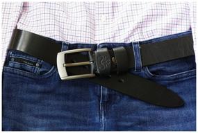 img 1 attached to Men's buffalo leather belt. Black. 4.5cm(125cm)