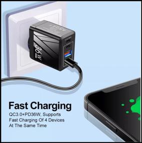 img 4 attached to Fast wall charger 4 in 1 for iPhone and Android, 36W, black / 2x USB-C 2x USB-A / PD20W, QC 3.0