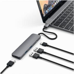 img 2 attached to Enhance Connectivity with Satechi Slim Aluminum Type-C Multi-port Adapter - 4K, 4 Connectors, Space Gray