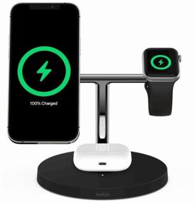 img 4 attached to ⚡ Efficient Charging Solution: Belkin MagSafe 3-in-1 Wireless Charger in Black (WIZ009vfBK)