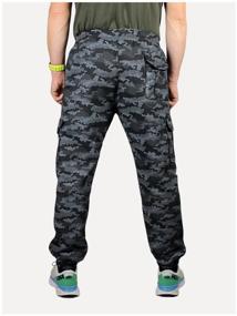 img 3 attached to Men's camouflage fleece-lined winter trousers with cuffs, grey/black, size 4XL (54 Russian), waist 90-98 cm