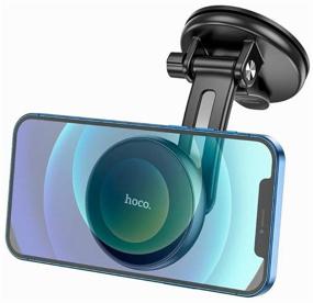 img 4 attached to Magnetic car phone holder for glass and dashboard Hoco CA100 Super-way Metal Gray for iPhone, Samsung, Xiaomi