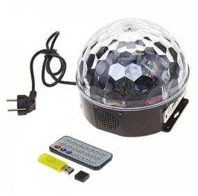 img 4 attached to LED disco ball WILLY Led Magic Ball with remote control, bluetooth, speaker and flash drive, black