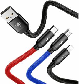 img 4 attached to Кабель Baseus Three Primary Colors Series 3 в 1 USB - microUSB/USB Type-C/Lightning (CAMLT), 1.2 м, black/red/blue