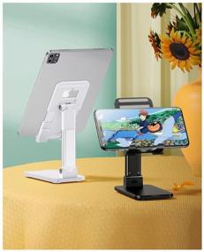 img 4 attached to Table folding stand USAMS US-ZJ059 for phones and tablets with a diagonal of 4.7-13 inches, adjustment of the angle 120°. Color - white
