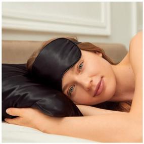 img 2 attached to Sleep mask Ayris Silk, elite 100% natural silk, deep black