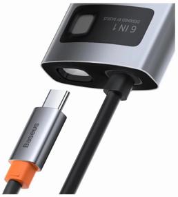 img 4 attached to USB-концентратор Baseus Metal Gleam Series 6-in-1 (CAHUB-CW0G), USB Type-C - 3×USB3.0, HDMI, USB Type-C, RJ45, Space Grey