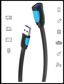 img 4 attached to Vention USB 3.0 AM/AF extension cable, flat (VAS-A13), 1.5 m, black