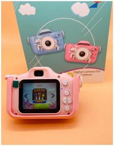 img 4 attached to Shockproof Kids Camera High quality 1080p Full-HD kids digital camera with 3 games and selfie camera. kids camera. Unicorn pink