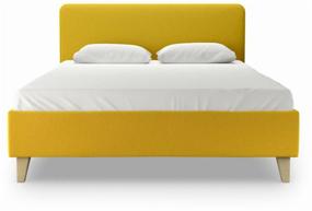 img 4 attached to 🛏️ Salotti Scandi Yellow Double Bed with Matting & Shift Fabric Base - 160x200