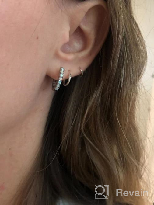 img 1 attached to 💎 Sleek 15mm Sterling Silver Prong-set Gemstone Oval Huggie Hoop Earrings review by Dan Venegas