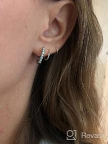 img 8 attached to 💎 Sleek 15mm Sterling Silver Prong-set Gemstone Oval Huggie Hoop Earrings