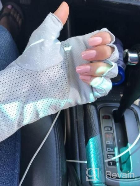 img 1 attached to Stay Protected And Fashionable With Flammi Women'S Fingerless Sun Gloves With Non-Skid Design And UV Protection For Driving And Outdoor Activities review by Melissa Marie