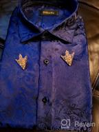 img 1 attached to Paisley Floral Men'S Dress Shirt With Stylish Collar Pin- DiBanGu review by John Clark