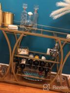 img 1 attached to Gold & Black Bar Serving Cart With Glass Holder, Wine Rack And Marble Shelves - HOMYSHOPY 3-Tier Kitchen Trolley. review by Douglas Berry