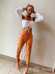 img 5 attached to Women'S Faux Leather PU Pants - High Waist Skinny Leggings With Latex Slit Hem By ECHOINE (S-L)