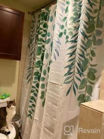 img 5 attached to Занавеска для душа из тропической пальмы с дизайном из зеленых листьев - набор для декора ванной комнаты с ботанической природой, включает 12 крючков - занавеска для душа из шалфея для ванных комнат, 72 x 72 дюйма