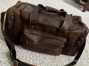 img 5 attached to Leather Duffel Bag For Men - Jack&Chris 42L Brown Weekender Garment Bag For Travel Business JC20-8