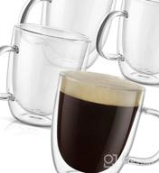 img 1 attached to 4-Pack Double Wall Glass Coffee Mugs With Big Handle, 380Ml (12.9OZ.), Clear For Latte, Iced Coffee Or Hot Beverages - PunPun Espresso Cups review by David Crawford