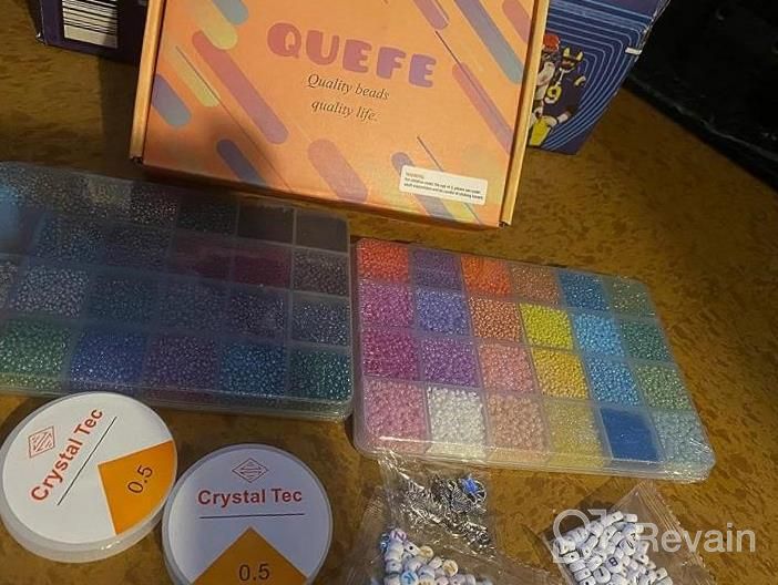 img 1 attached to Get Creative With Quefe'S 38000Pcs 2Mm 12/0 Glass Seed Beads Kit - 48 Colors To Enhance Your Jewelry Making Skills! review by Andrea Washington
