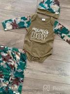 img 1 attached to Adorable OPAWO Newborn Baby Boy Clothes Set With 'Mama'S Boy' Print - Includes Long/Short Sleeve Bodysuit, Pants, And Hat For 0-18 Months - Perfect Summer Outfit For Your Little One review by Craig Lovro