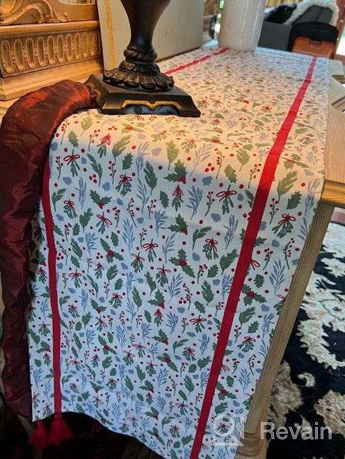 img 1 attached to Folkulture 72 Inch Cotton Table Runner - Perfect For Boho Or Farmhouse Décor, Ideal For Dining & Coffee Tables In Winter Blue review by Linda Fournier