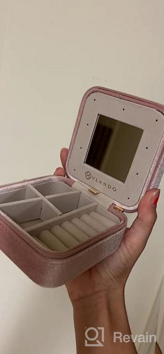 img 1 attached to Vlando Small Jewelry Box Organizer, Travel Jewelry Display Case For Girls Women Christmas (Pink) review by Kim Rogers