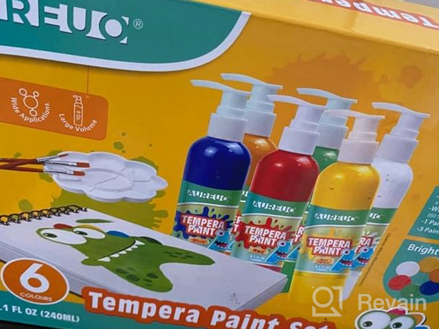 img 1 attached to Non-Toxic AUREUO Tempera Paint Set For Kids - 6 Colors Finger Paints Kit With Watercolor Paper Pad, Brushes, And Palette - Washable Art Supplies For Creative Play review by Kiko Fanandriansyah